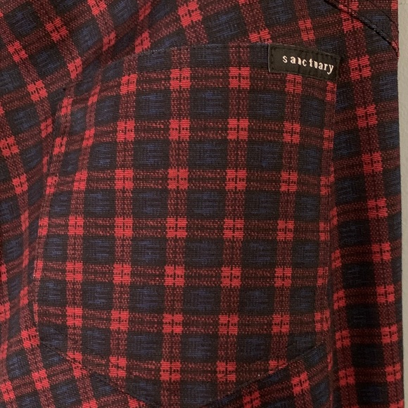 🤍Sanctuary x Anthropologie Skinny Pull on Pant in Red & Navy Plaid - Picture 5 of 9
